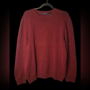 SADDLEBRED Men's 100% Cotton Crew Neck Sweater, L, Red, EUC